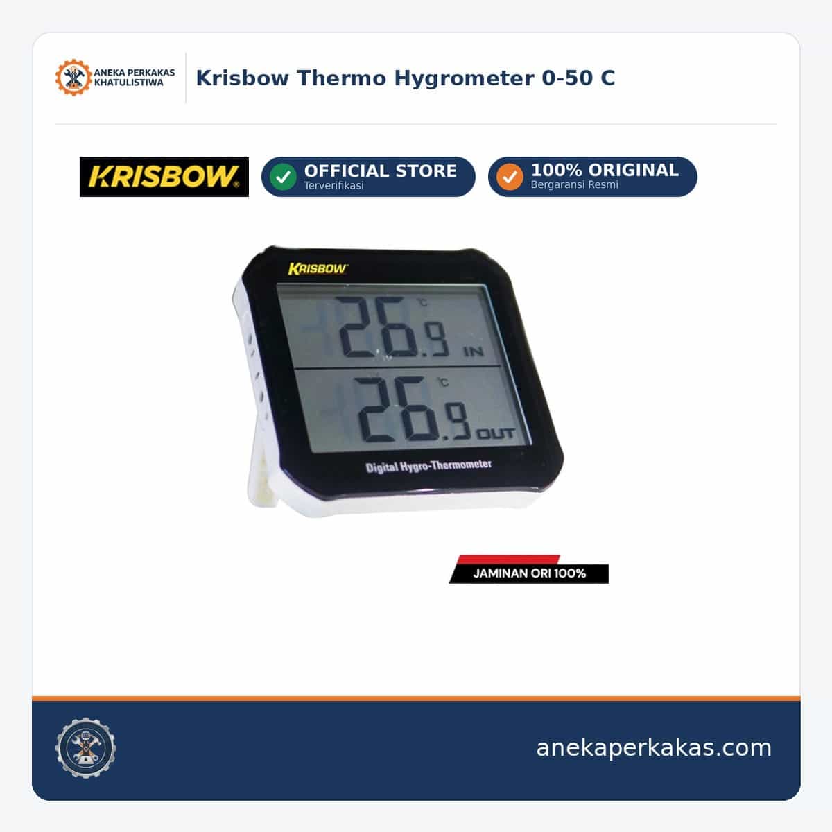 Krisbow Thermo Hygrometer 0-50 C — Alat Ukur & Uji