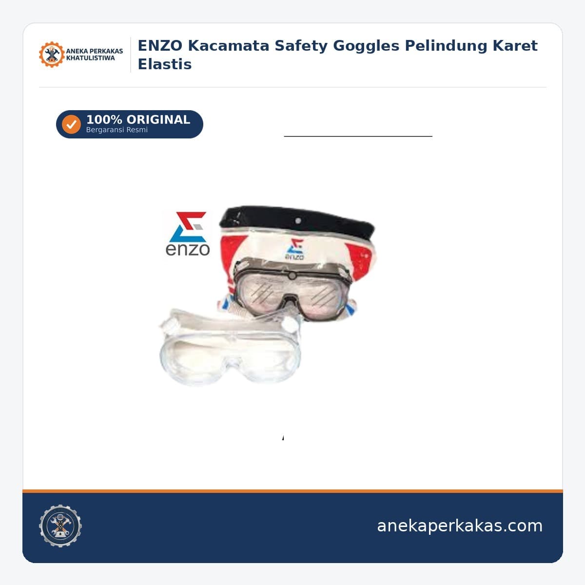 ENZO Kacamata Safety Goggles Pelindung Karet Elastis β Kacamata Safety