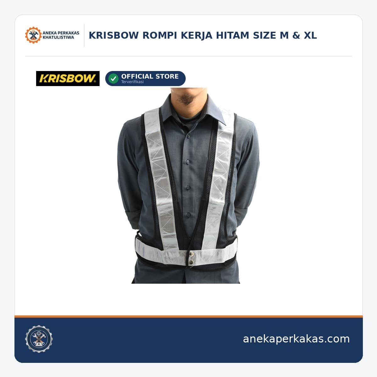 KRISBOW ROMPI KERJA HITAM SIZE M & XL β Pakaian Pelindung & Rompi