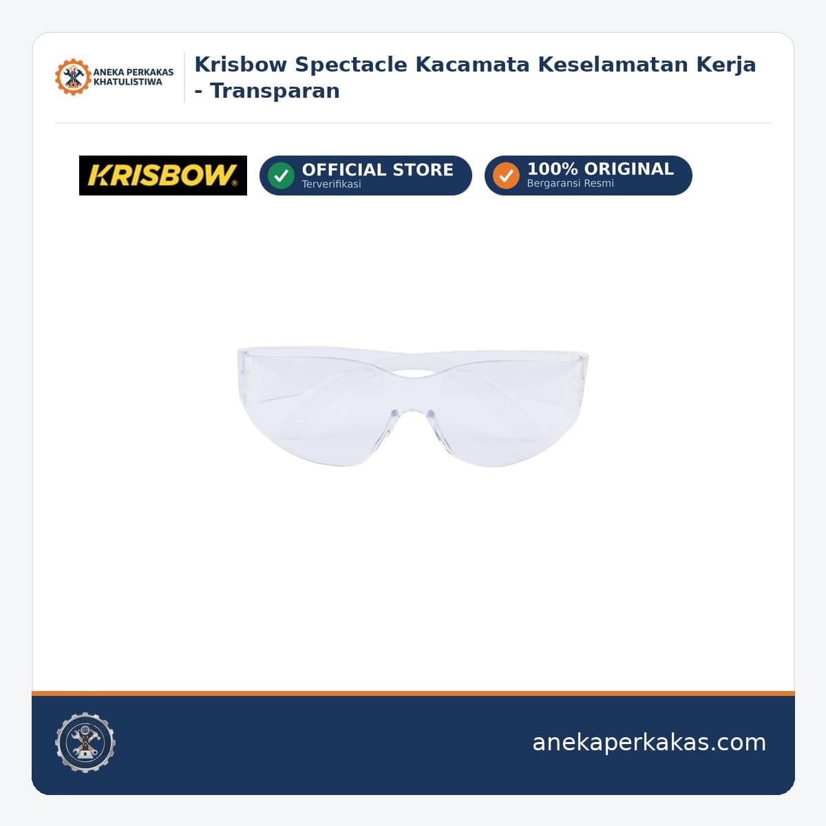 Krisbow Spectacle Kacamata Keselamatan Kerja - Transparan — Kacamata Safety