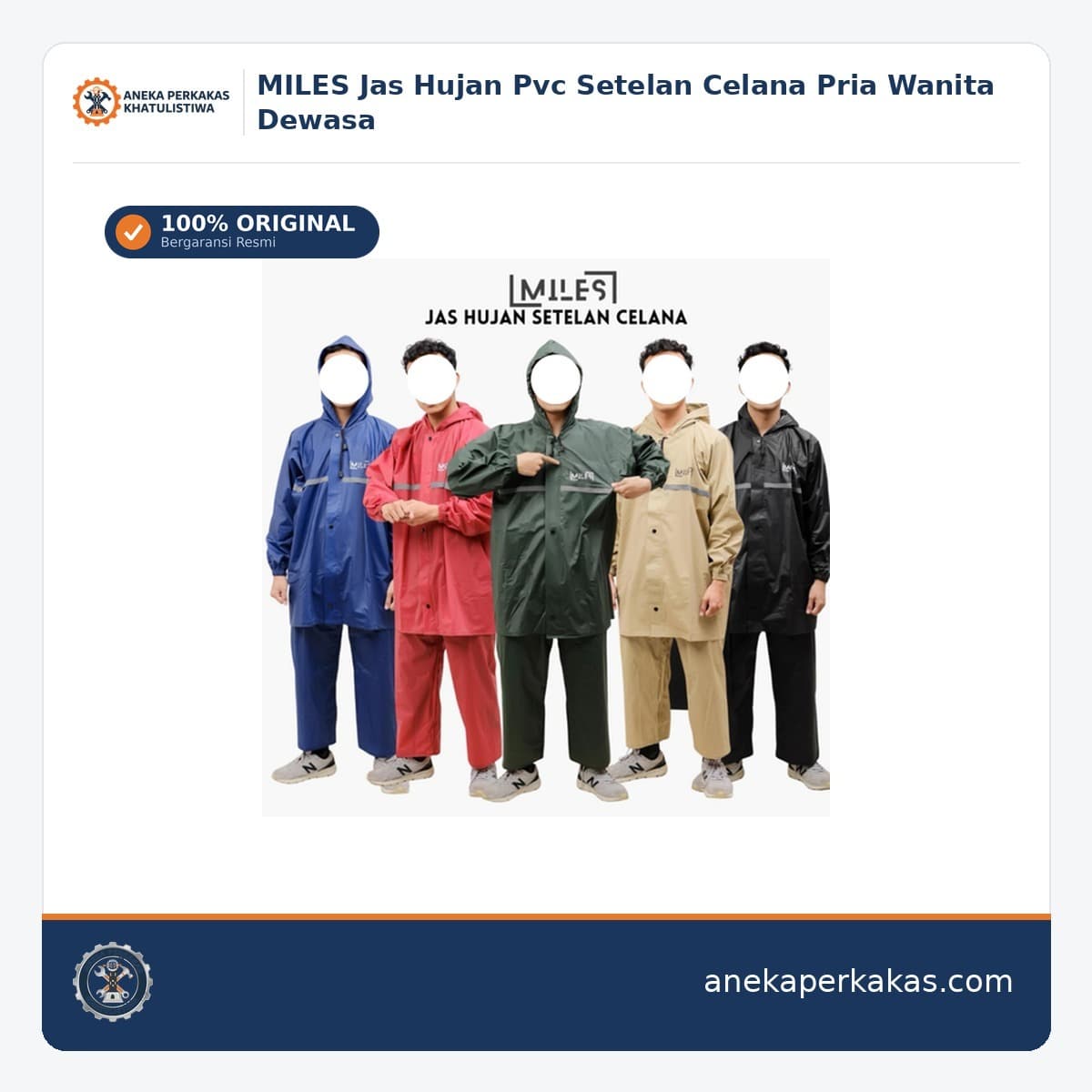 MILES Jas Hujan Pvc Setelan Celana Pria Wanita Dewasa β Pakaian Pelindung & Rompi