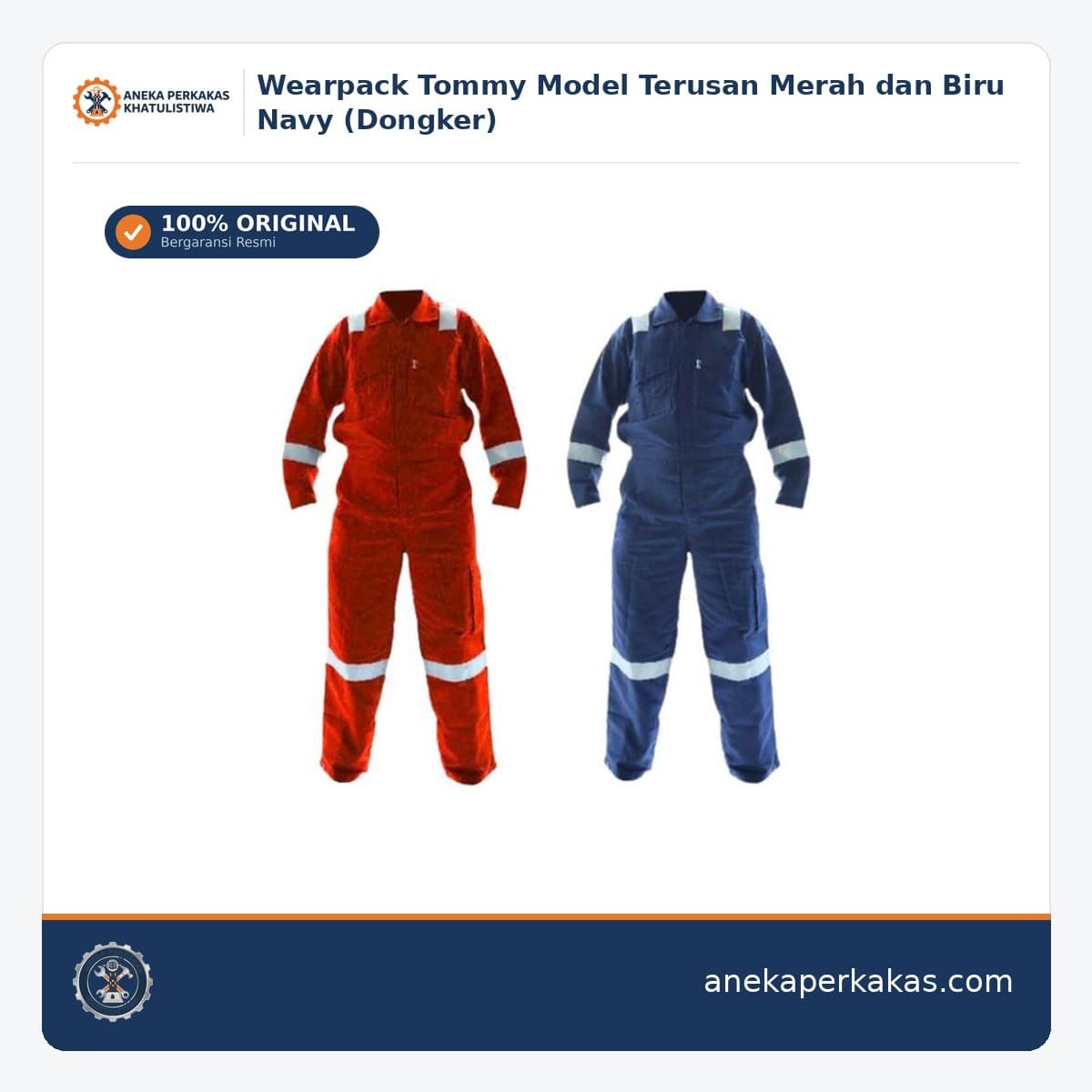 Wearpack Tommy Model Terusan Merah dan Biru Navy (Dongker) — Pakaian Pelindung & Rompi